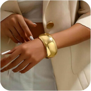 Chunky Opening Wide-Grooved 18K Gold Plated Antitarnish Thick Cuff Bangle Bracelet